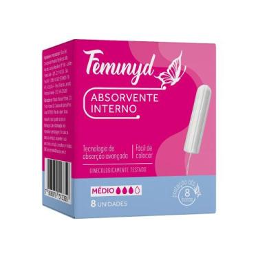 Imagem de Absorvente Interno Médio Feminino FEMINYD 8 Unidades