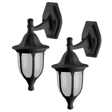 Imagem de 2 Arandelas com Suporte Superior Termoplástico Preto Modena Luminárias de Parede Dital