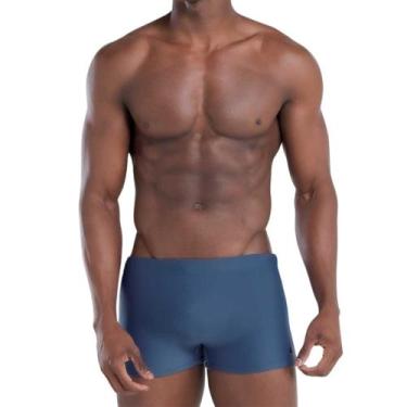 Imagem de Sunga Boxer Praia Mash Plus Size Listra Lateral Resistente, Azul jeans