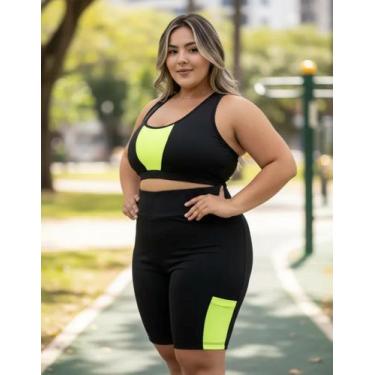 Imagem de Short E top Com Bojo Fitness Feminino Roupa Plus Size Academia - INFLU