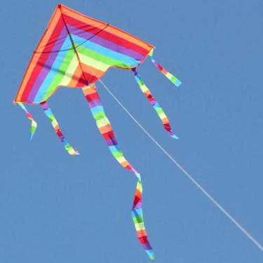Imagem de Pipa Arco-Íris Colorida para Crianças - Brinquedo para Praia e Diversã