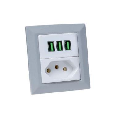 Imagem de Espelho Duplo Chanfrado com 1 Tom 20A 3 Usb 5.2A - CONNECT CAIXA TOMAD