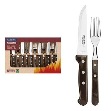 Imagem de Jogo Churrasco Tramontina Inox 12pcs Polywood Castanho, Marrom