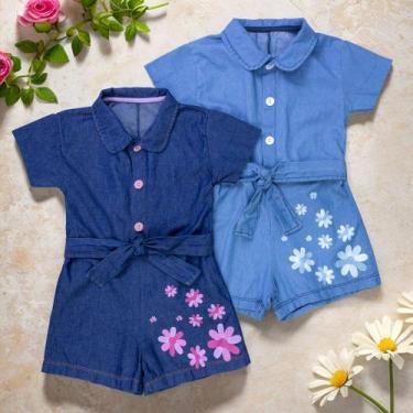 Imagem de Macacão Jeans Infantil Com Faixa - Conforto E Estilo Cor:Azul ClaroTam