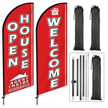 Imagem de Bandeira Pena Justforjoyful Open House 165x55 cm Kit com 2
