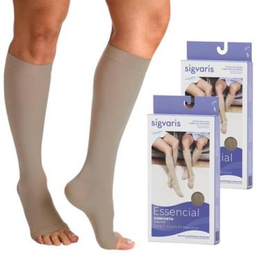 Imagem de KIT 2 Pares Meia 3/4 Média Compressão 20 30 mmHg Panturrilha Ponteira 