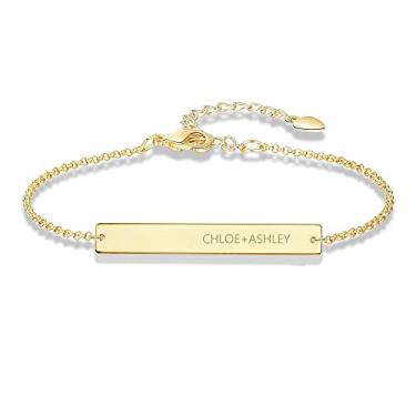Imagem de UMAGICBOX Pulseira com nome personalizado/tornozeleiras personalizadas de prata esterlina 925 presentes para mulheres/meninas, Prata esterlina, Sem pedras preciosas
