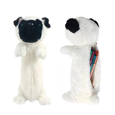Imagem de Estojo de lápis para menino, lindo cão estojo porta-lápis 3D pelúcia animal bolsa de armazenamento de suprimentos escolares bolsa de pelúcia brinquedo para crianças, pug