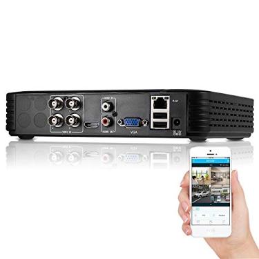 Imagem de Gravador DVR de vigilância 1080P 4CH H.265 autônomo 5 em 1 CCTV Gravador de vídeo digital DVR para câmera de segurança Sistema de vigilância doméstica, aplicativo móvel e controle remoto PC (sem disco rígido)