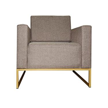 Imagem de Poltrona Decorativa Leticia Slim Com Base de Metal Linho Cacau - DS Estofados
