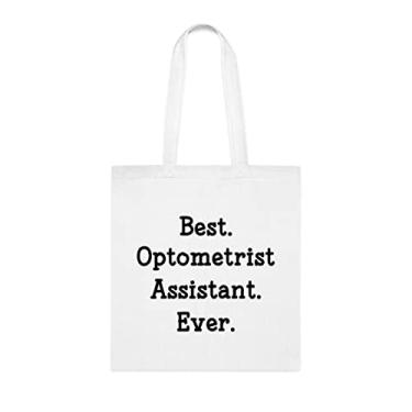 Imagem de Bolsa tote assistente de optometrista, a melhor bolsa assistente de optometrista, presente de assistente de optometrista, bolsas reutilizáveis, assistente de optometrista, ideia de de Natal, Branco