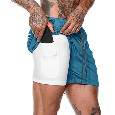 Imagem de Wemay Homens 2-em-1 Shorts de corrida Esporte Hip Fitness Fitness Leve Treinamento de Yoga Desgaste do esporte Cinto de gravata Cintura Calças quentes Loose-Fit Shorts de desempenho