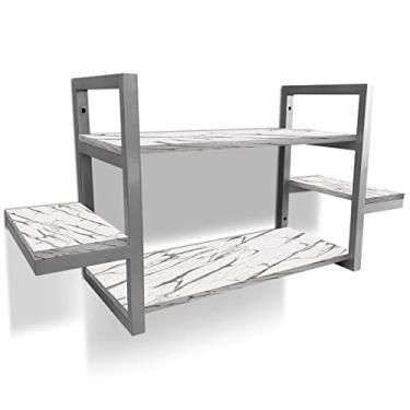 Imagem de Prateleira Dupla Cali Nicho De Parede Design Industrial Prata/Vulcano