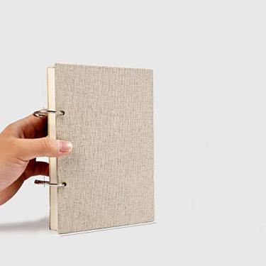 Imagem de Caderno de linho retrô espiral linho capa dura 120 páginas 160 gsm recarregável para arte desenho papelaria material escolar, médio (32 k)