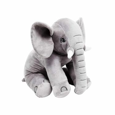 Imagem de Pelúcia Infantil Almofada - 50 cm - Elefante Baby - M - Cinza - w. U. Bichos de Pelúcia