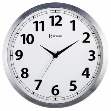 Imagem de Relógio Parede Alumínio Escovado Herweg 6710-79 24cm Nf