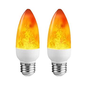 Imagem de Dervacle Lâmpada LED com efeito de chama E26 lâmpadas cintilantes de candelabro 4W lâmpadas amarelas quentes com sensor de gravidade piscando lâmpadas para decoração vintage interna e externa