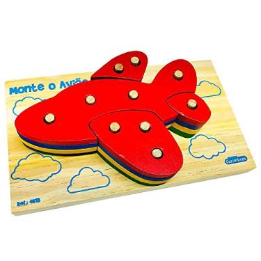 Imagem de Brinquedo Educativo De Madeira Infantil Monte O Avião 4815 Carimbras