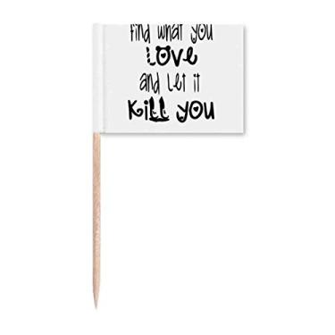 Imagem de Design de palavras em inglês Love And Kill bandeiras de palito de dente marcador para decoração de festa