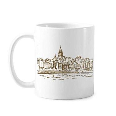 Imagem de Caneca de cerâmica com desenho de paisagem do rio Turquia cerâmica xícara de café porcelana louça