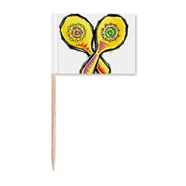 Imagem de Raquete Amarela Mexicon Culture Element Ilustração Palito Bandeiras Marcador Topper Decoração de Festa