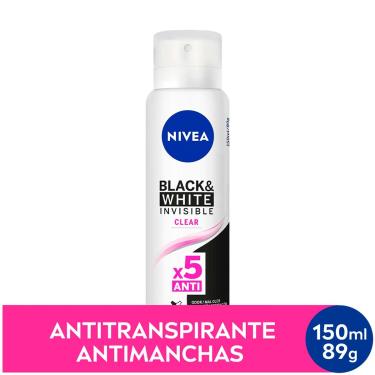 Imagem de Desodorante Antitranspirante Aerosol Nivea Black&White Invisible Clear com 150ml 150ml
