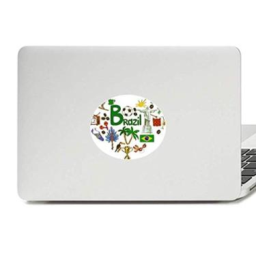 Imagem de Decalque de notebook com emblema de vinil da bandeira nacional do Brasil, coração de amor