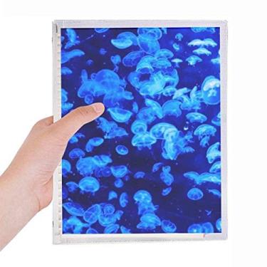 Imagem de Caderno azul ciência natureza água-viva imagem oceano folha solta diário recarregável artigos de papelaria
