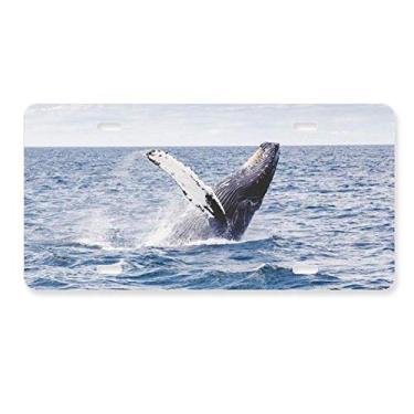 Imagem de DIYthinker Placa de carro de aço inoxidável para decoração de carro com imagem da natureza do oceano jubarte