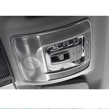 Imagem de Painel de lâmpada de leitura de carro de aço inoxidável adesivos decoração de fibra de carbono interior guarnição capa para Mercedes Benz GLS63 X167 450 GLE53 AMG W167 350 400d GLE Coupe C167 acessório (sem estojo de óculos)