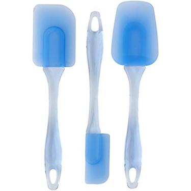 Imagem de Wilton Conjunto de espátulas de silicone Easy Flex – suas ferramentas versáteis para misturar, dobrar, raspar, cozinhar, glacê e servir, azul, 3 peças