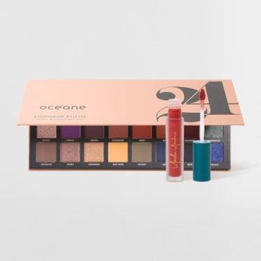Imagem de Kit Paleta de Sombras 24 Cores + Batom Líquido Vermelho Marília Mendonça By Océane (2 Produtos)