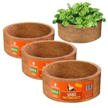 Imagem de Kit 3 Vaso Xaxim De Fibra De Coco Grande Individual 04 Nutricoco Natural 25x13cm Ecológico Nuricoco
