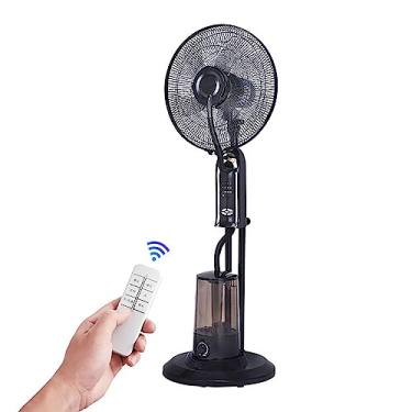 Imagem de Ventilador de pedestal de verão com spray de névoa de água ventiladores de chão verticais internos controle remoto para casa umidificador elétrico silencioso circulação de ar com tanque de água de