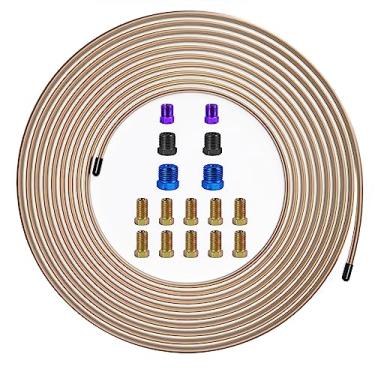 Imagem de MuHize Kit de linha de freio de níquel de cobre 1/4 atualizado - Tubo de freio à prova de ferrugem de 6 m com 16 acessórios
