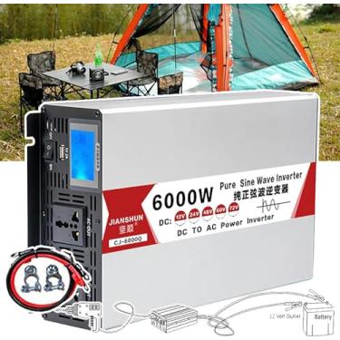 Imagem de Inversor De Energia Onda Senoidal Pura (4000w-8000w), Com Display E Porta Usb E 2 * Universal, 12v/24v/48v/60v Dc Para 110v/220v Conversor Ac, Carro/CaminhãO/Rv/Inversor Solar,4000W-48vto220V