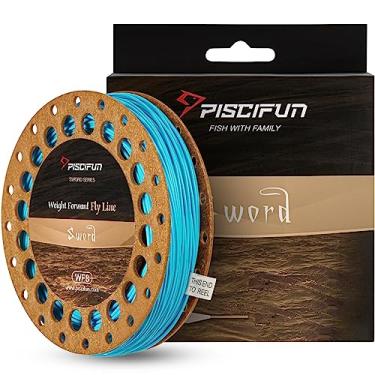 Imagem de Linha de pesca Piscifun Sword Fly Fly com laço soldado, peso avançado, linha flutuante WF1 2 3 4 5 6 7 8 9 10wt 90 100FT, Sky Blue, WF-5F 100FT