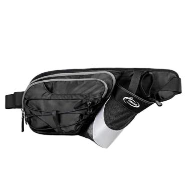 Imagem de AiRunTech Pochete com suporte para garrafa de água, bolsa de cintura para caminhada, acessórios essenciais para caminhada, hidratação, presente para mulheres e homens, BK-GY, Adjustable from 19-53