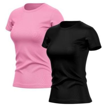 Imagem de Kit 2 Camiseta Adriben Dry Básica Lisa Proteção Solar UV Térmica Academia Esporte Feminino-Feminino