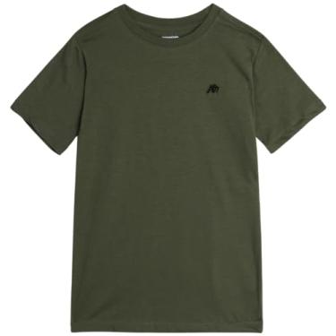 Imagem de AEROPOSTALE Camiseta para meninos - Camiseta infantil básica de algodão de manga curta - Camiseta clássica com gola redonda estampada para meninos (4-16), Oliva, 5-6