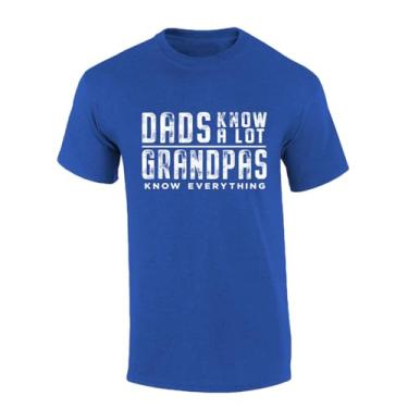 Imagem de Camiseta masculina divertida de manga curta Dads Know A Lot Grandpas Know Everything, Azul-royal mesclado, 5G