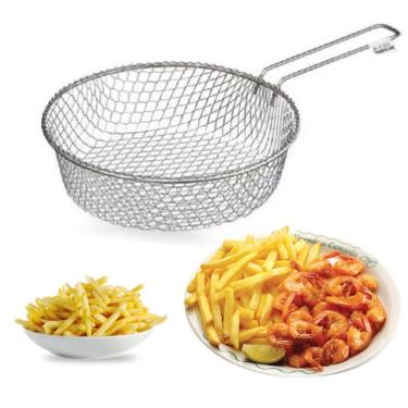 Imagem de Cesto de Frituras 18cm - Fritadeira Batata Fritas Metal para Fritura  Aramado - PANAMI