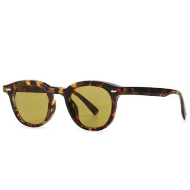 Imagem de JRLLFD Óculos de sol quadrados com rebite, armação redonda pequena, lente azul vermelha, acetato retrô, masculino, óculos de sol, c4, tamanho único