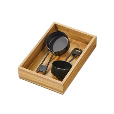 Imagem de Organizador pequeno de gaveta iDesign de madeira de acácia – Organizador e armazenamento de gaveta de cozinha – natural