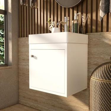 Imagem de Gabinete Banheiro Suspenso Uma Porta Pia Sem Cuba Lavanderia - Cores (Branco)