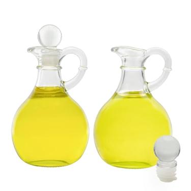 Imagem de Galheteiros de vidro para óleo e vinagre da Cornucopia (conjunto de 2); frascos de vidro com tampas
