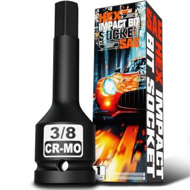 Imagem de Aiourx Soquete SAE de broca hexagonal de 1/5.1 cm H3/20.3 cm, soquete Allen Bit, aço Cr-Mo Premium, para remover parafusos hexagonais soltos