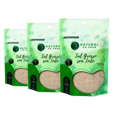 Imagem de Sal grosso 100% Puro Sem Iodo Alta Qualidade Pouch Kit 3 100g  - Rocha