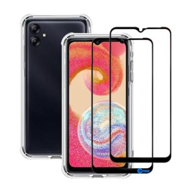 Imagem de Capa A04E, Capinha Anti Impacto e 2x Pelicula Vidro 3D Para Samsung Galaxy A04E Case Transparente Proteção de Câmera