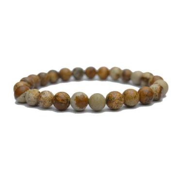 Imagem de Pulseira Pedra Natural Jaspe Madeira - Vorax Acessórios, P - 17cm a 17